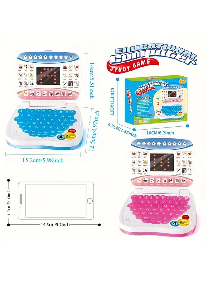 كمبيوتر تعليمي صغير وردي للأطفال - ألعاب تعليمية للحروف والأرقام والموسيقى - Image 3